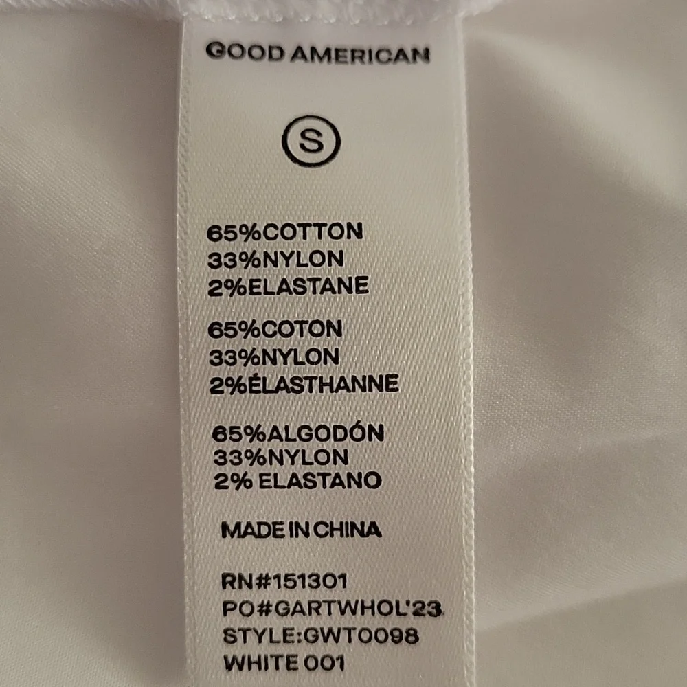 Good American NWT White Button-Up Poplin Dolman Sleeve Pleated Shirt - Picture 8 of 10